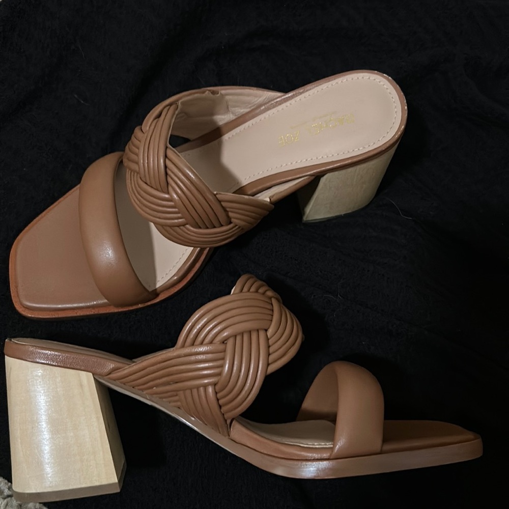 RACHEL ZOE Women's Tara Peep Toe Mule Heeled Sandal
